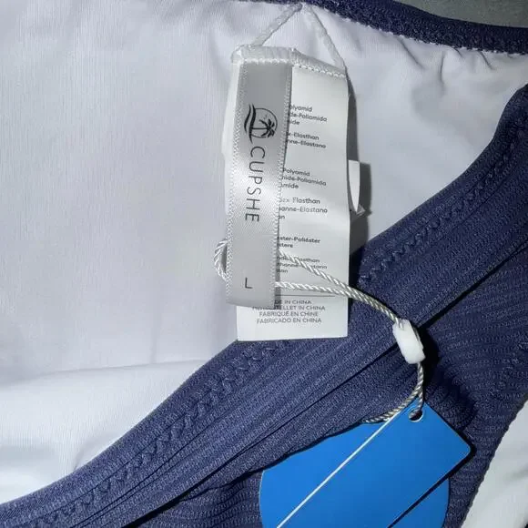 Cupshe Women's Navy ribbed and strappy Bikini Swimwear Set NWT size Large - Picture 6 of 7